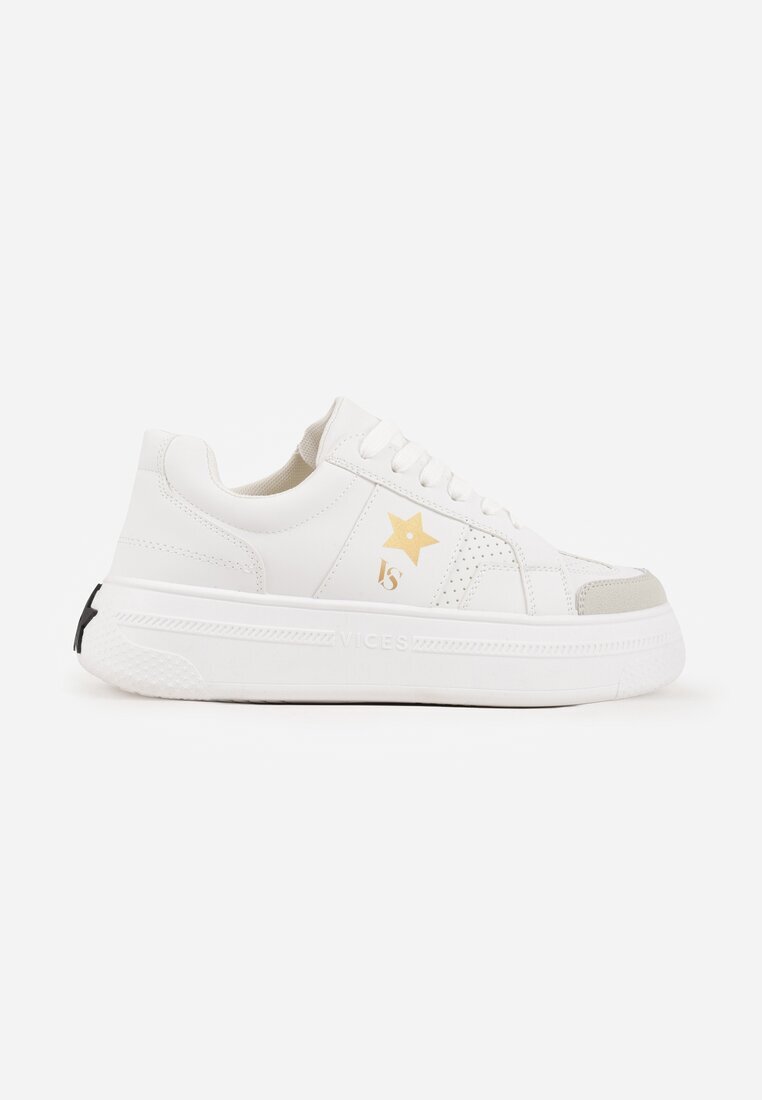 vices Sneakers Albi-Aurii pe Platformă cu Steluță Fenarra