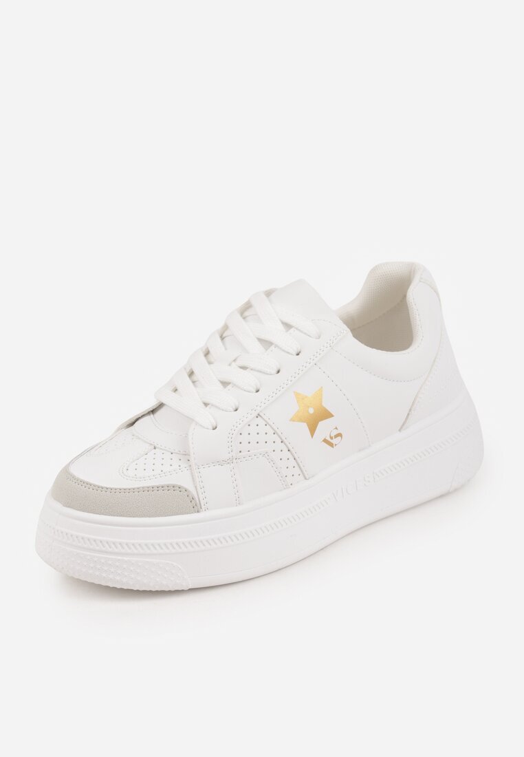 vices Sneakers Albi-Aurii pe Platformă cu Steluță Fenarra