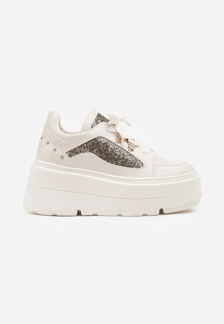 vices Sneakers Albi cu pană și inserții cu sclipici Morinatea