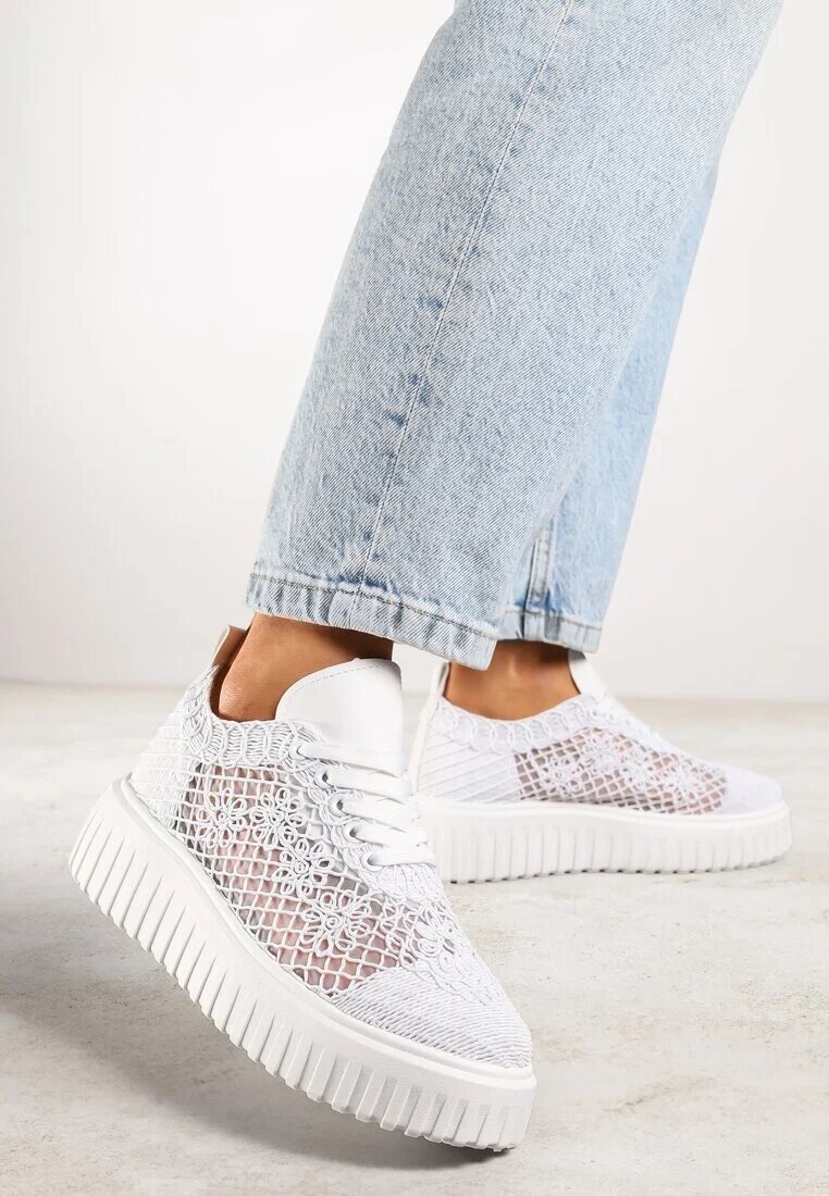 vices Sneakers Albi cu platformă cu parte superioară ajurată Lumerise