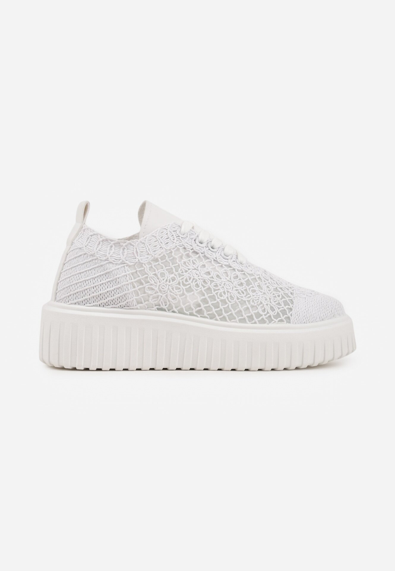 vices Sneakers Albi cu platformă cu parte superioară ajurată Lumerise