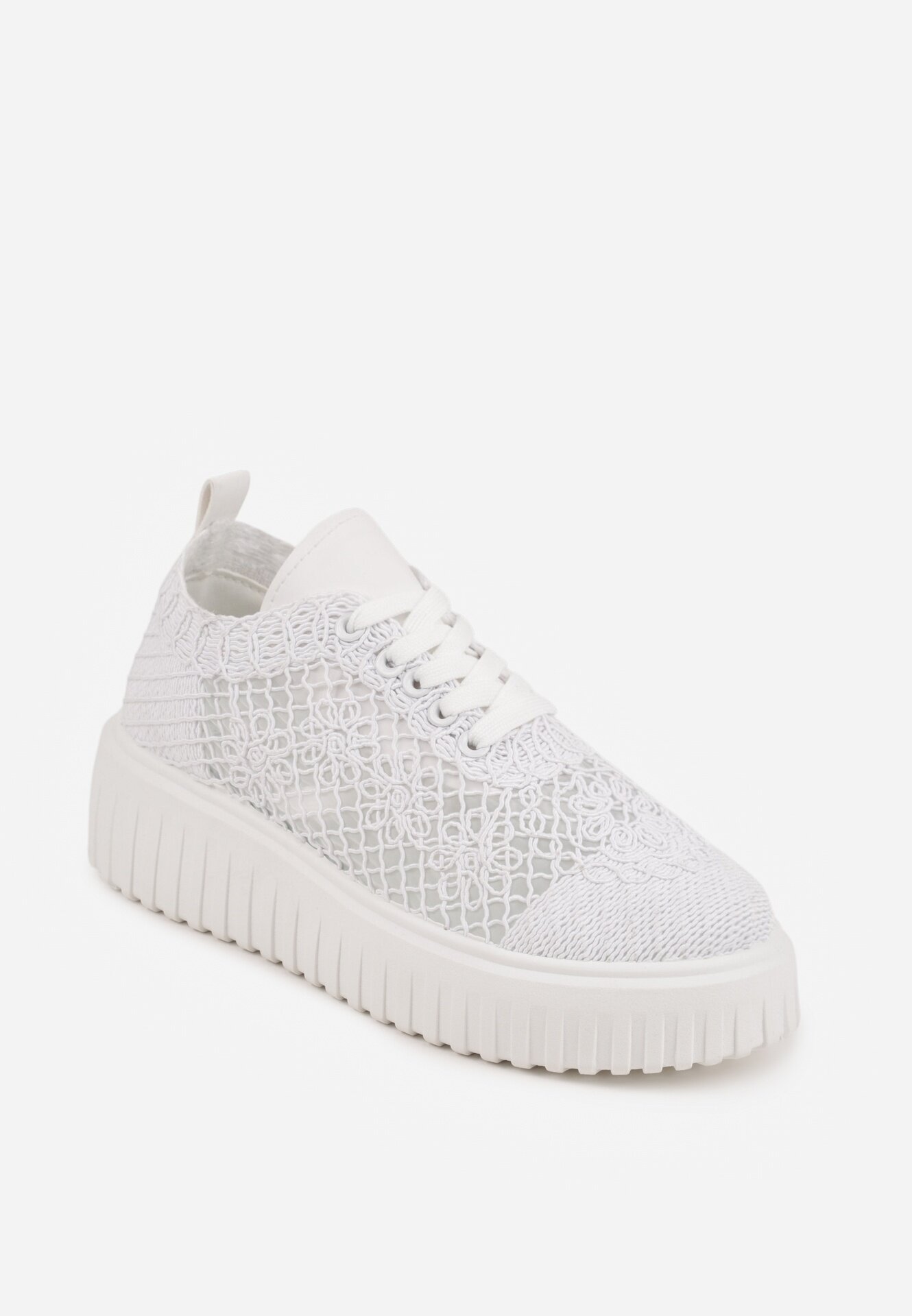 vices Sneakers Albi cu platformă cu parte superioară ajurată Lumerise
