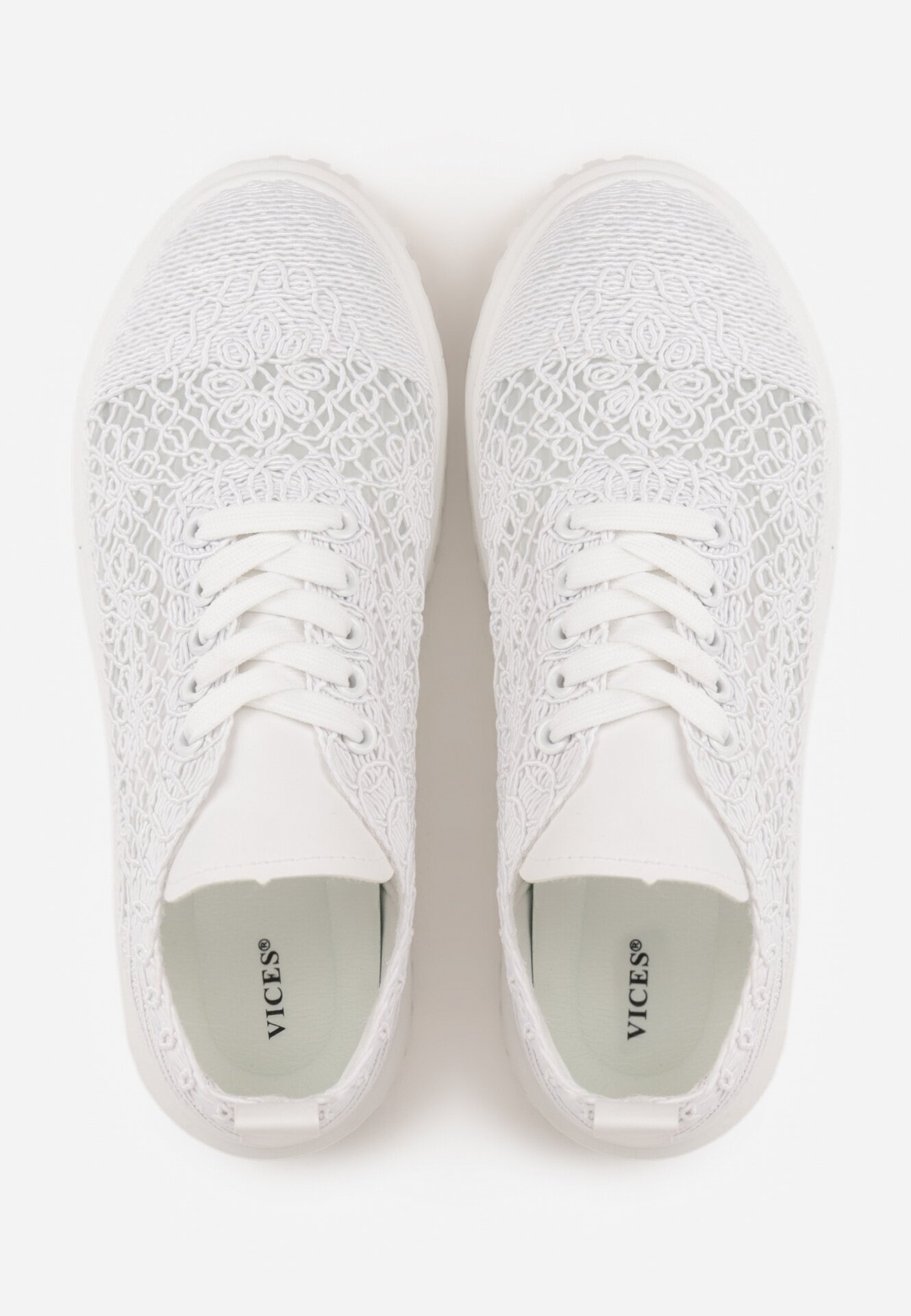 vices Sneakers Albi cu platformă cu parte superioară ajurată Lumerise