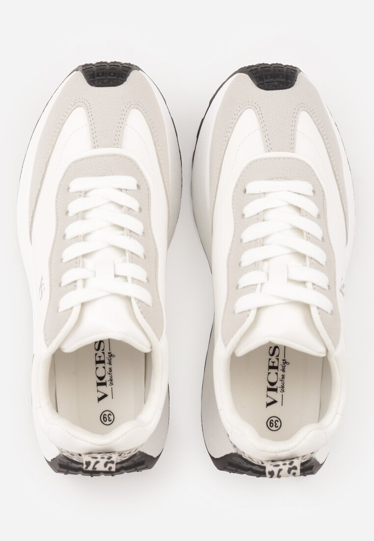 vices Sneakers Albi cu platformă decorate cu aplicație și imprimeu leopard Selothiel