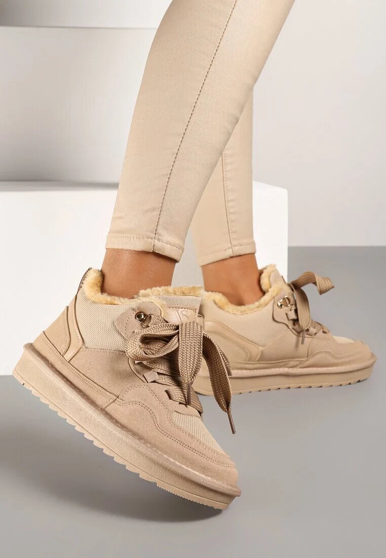 vices Sneakers Bej închis De iarnă Stilizați ca ghete de zăpadă cu blană Tennira