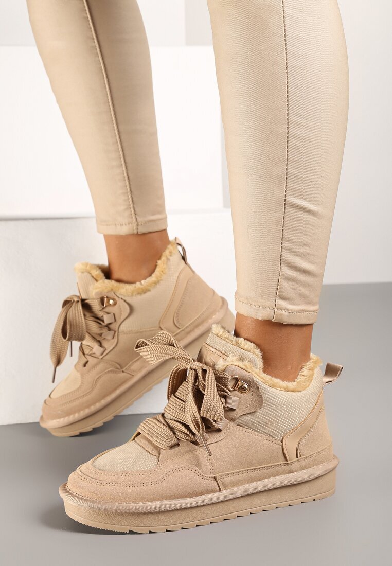 vices Sneakers Bej închis De iarnă Stilizați ca ghete de zăpadă cu blană Tennira