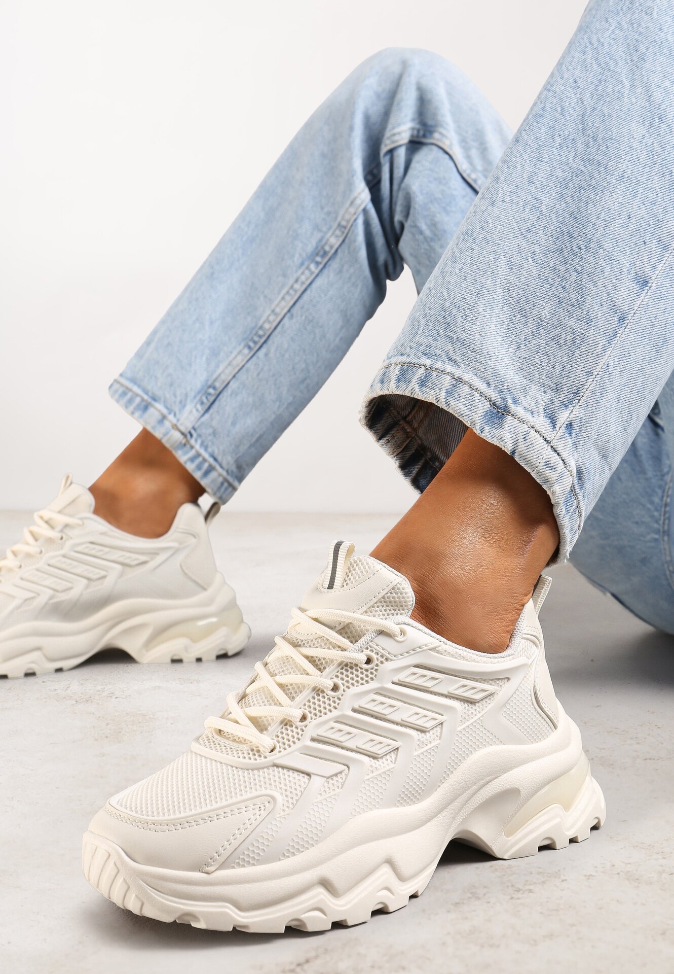 vices Sneakers bej pe talpă imprimată cu inserții din plasă Amrogia