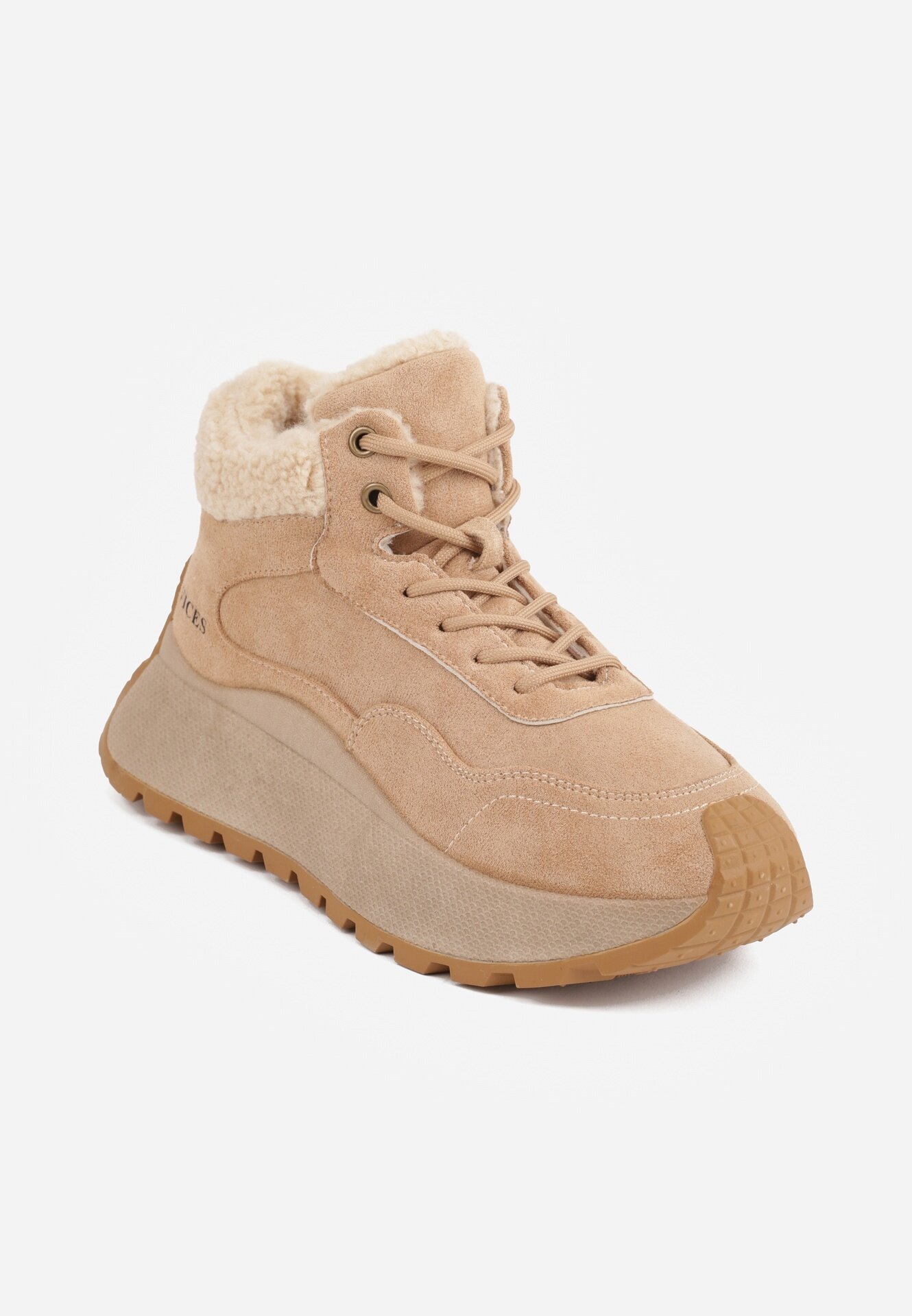 vices Sneakers Ghete de zăpadă Maro deschis cu Platformă cu Inscripție și Blană Lanite