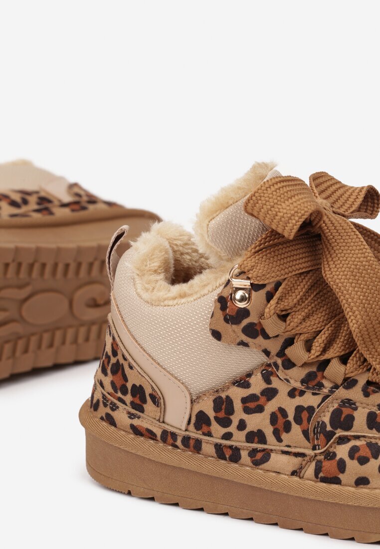 vices Sneakers Maro De iarnă Stilizate ca Cizme de zăpadă cu Blană și Imprimeu leopard Tennira