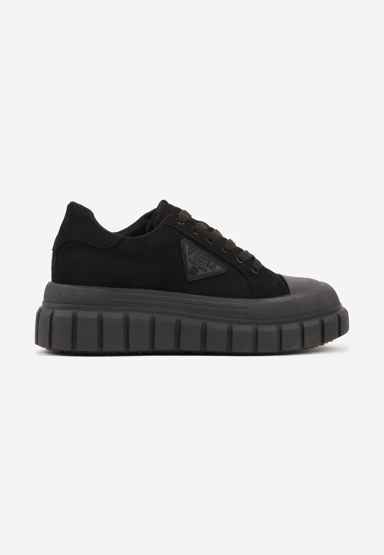 vices Sneakers Negri pe Platformă cu Ornament și Inscripție Leawen