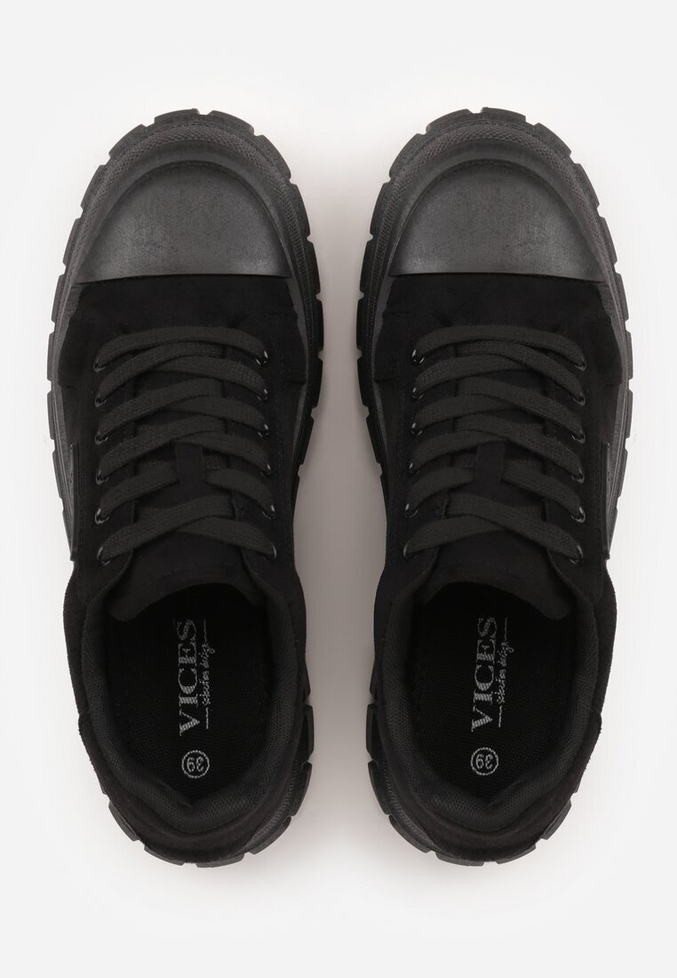vices Sneakers Negri pe Platformă cu Ornament și Inscripție Leawen