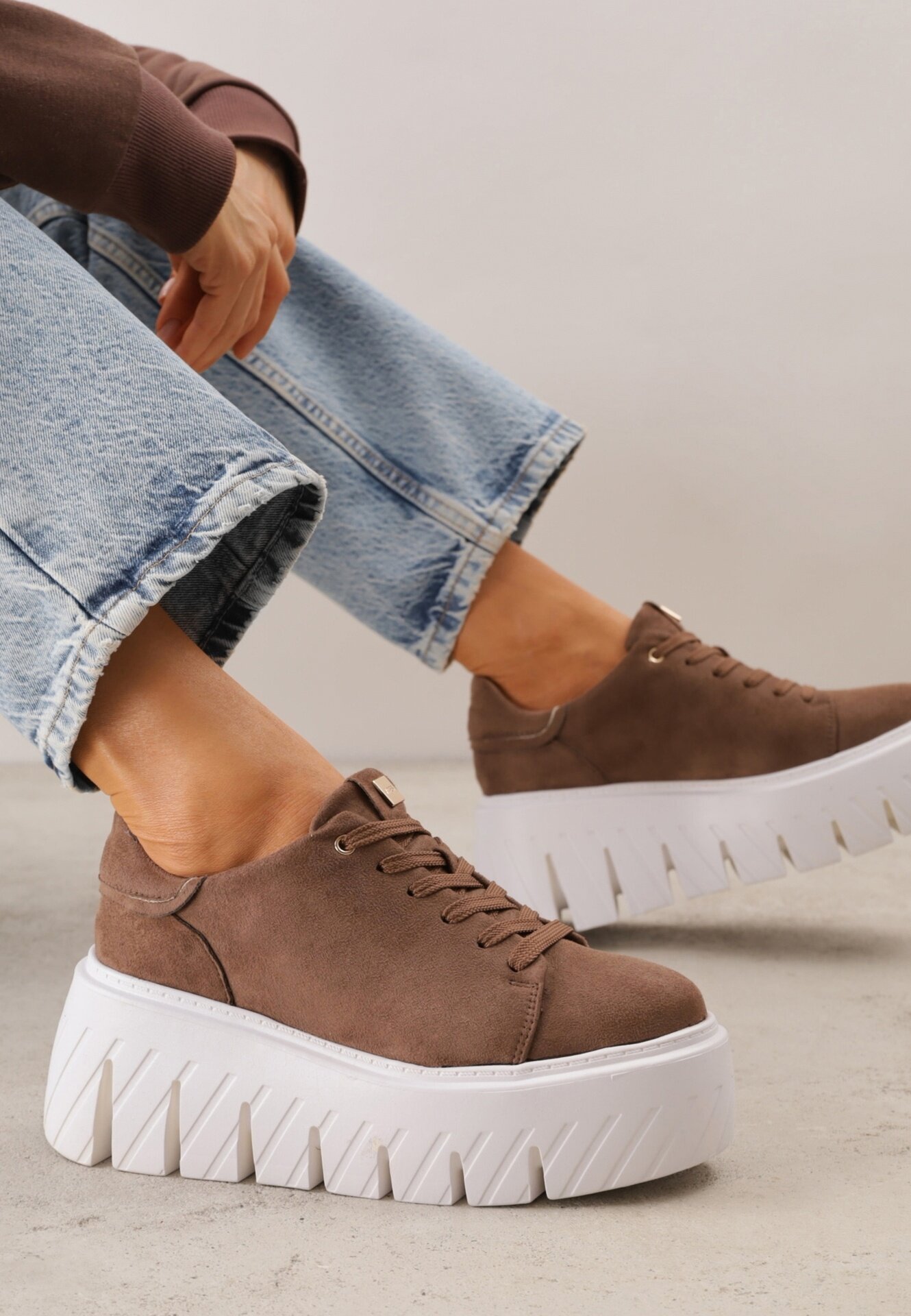 vices Sneakers pe platformă chunky Tassi Bej închis