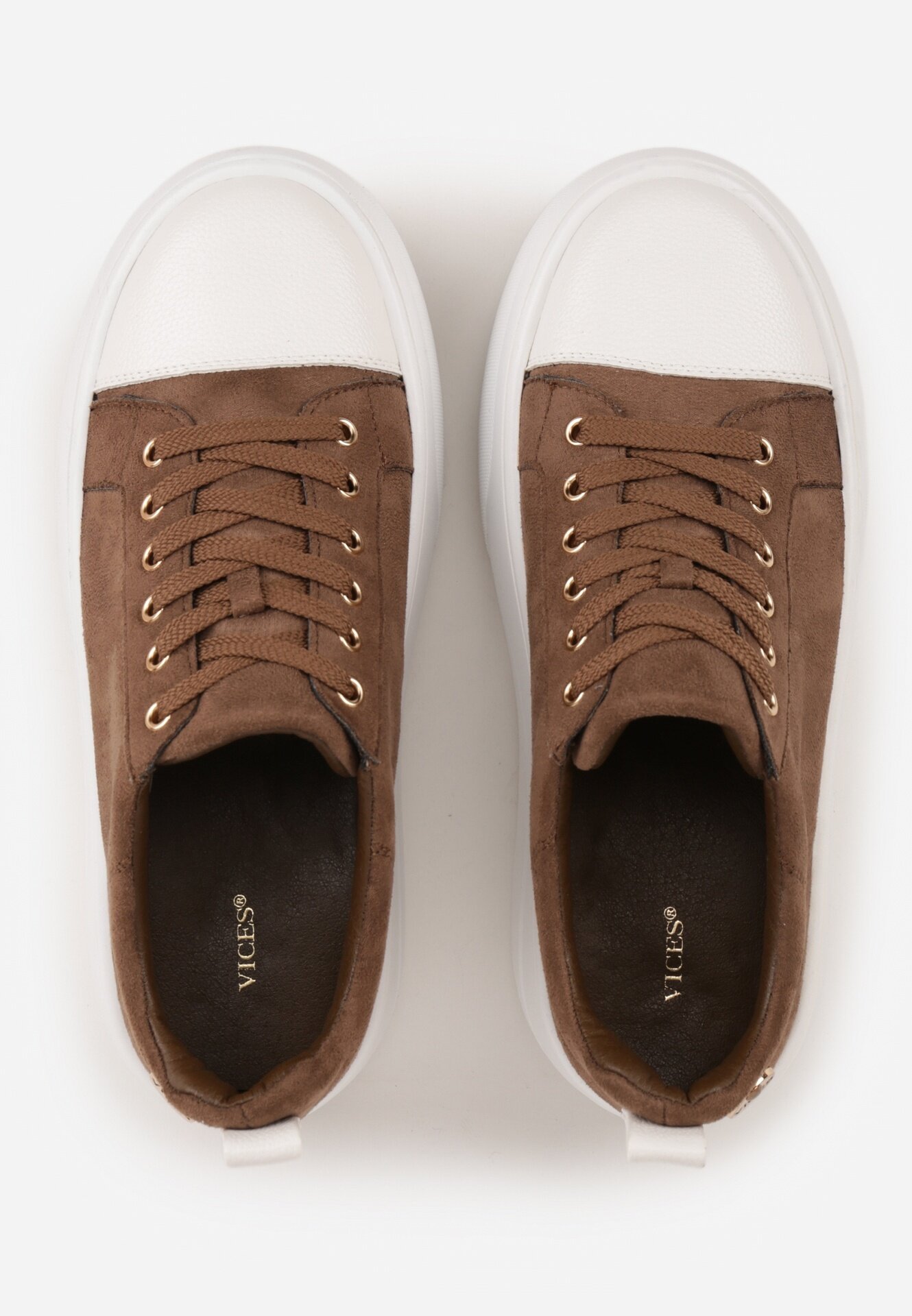 vices Sneakers pe platformă cu aplicație metalizată și inscripție Beli Bej închis