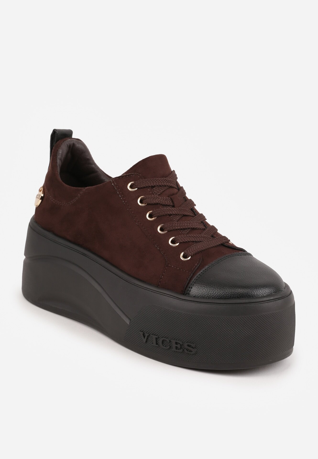 vices Sneakers pe platformă cu aplicație metalizată și inscripție Beli Maro închis