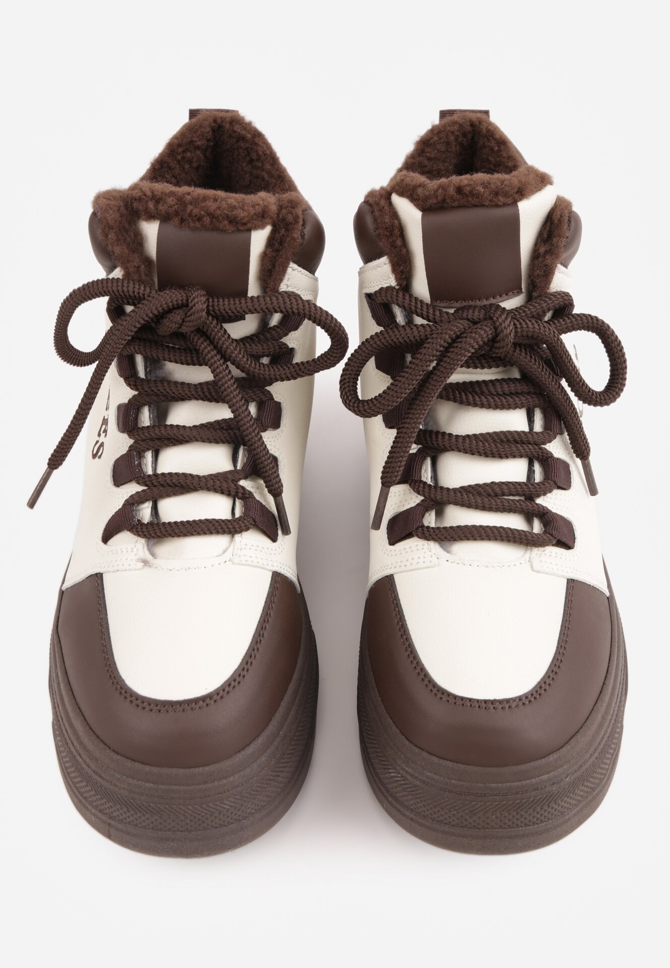 vices Sneakerși Bej-Maro cu Talpă Groasă Căptușiți Gros cu Blană Leavinael