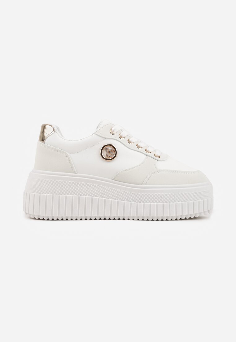 vices Sneakersy Chunky Albe cu Aplicație pe Platformă cu Striatii Ilunatesa