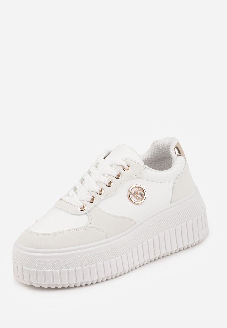 vices Sneakersy Chunky Albe cu Aplicație pe Platformă cu Striatii Ilunatesa