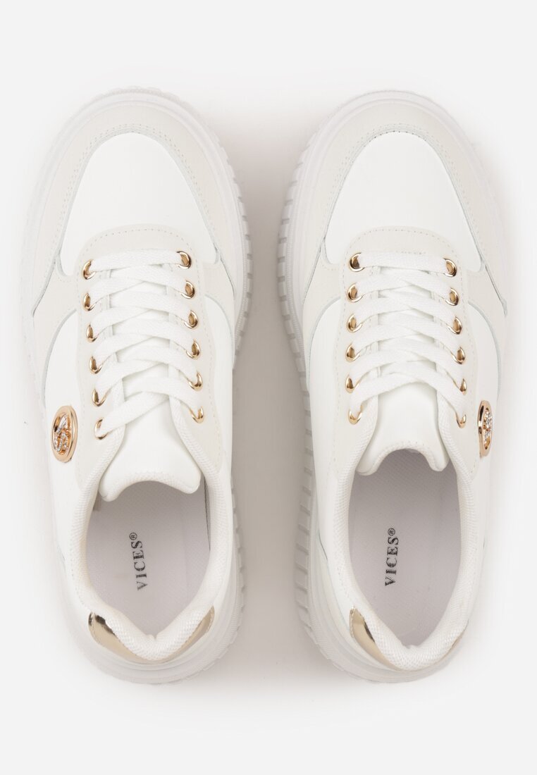 vices Sneakersy Chunky Albe cu Aplicație pe Platformă cu Striatii Ilunatesa
