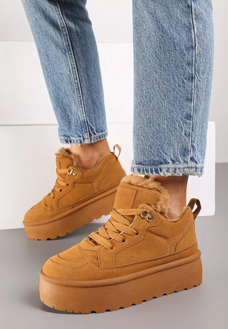vices Sneakersy Maro Stilizați ca Ghete de zăpadă cu Platformă Ornați cu blană Naleris