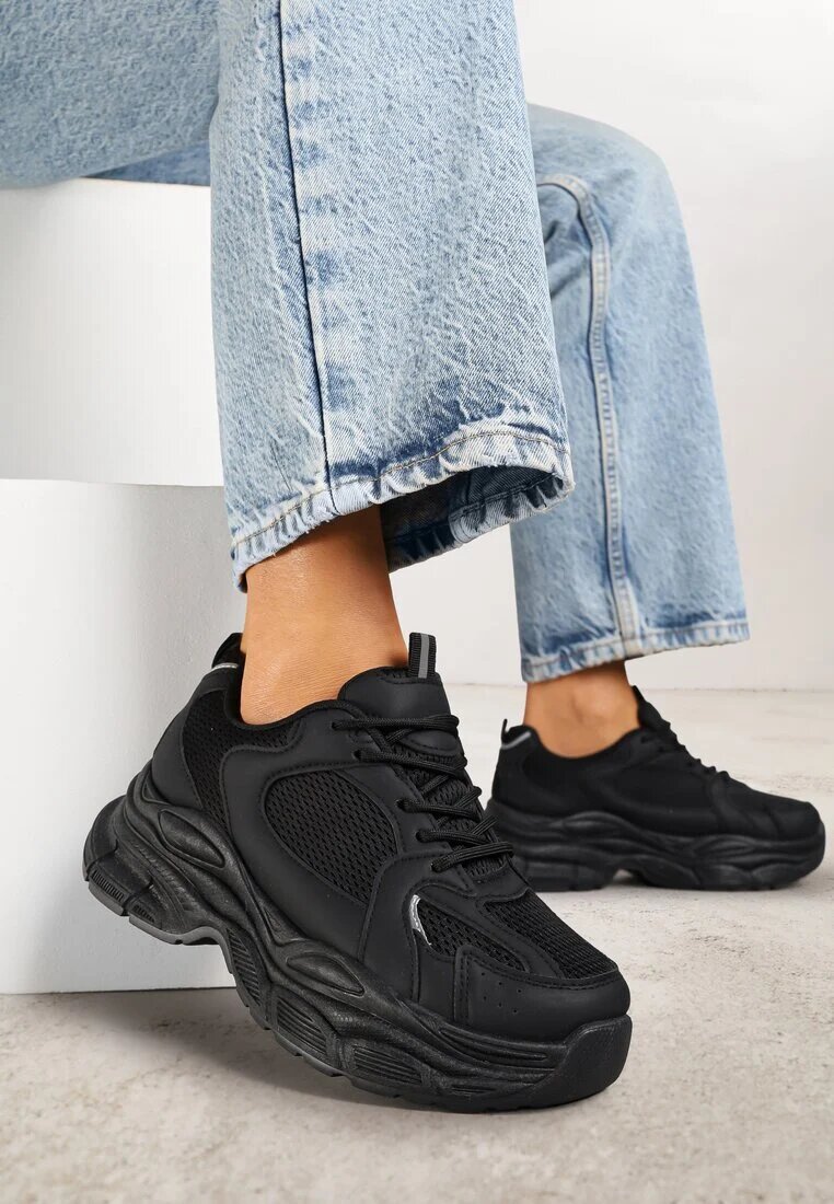 vices Sneakersy Negre cu Platformă Decorate cu Ștanțare Natiselle