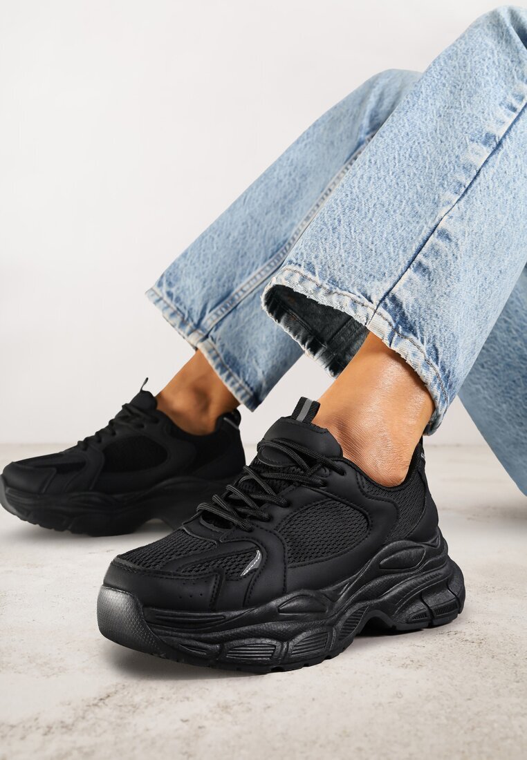 vices Sneakersy Negre cu Platformă Decorate cu Ștanțare Natiselle