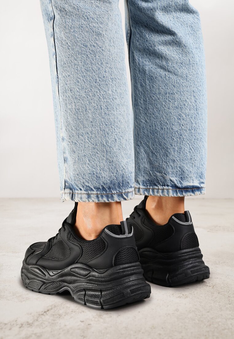 vices Sneakersy Negre cu Platformă Decorate cu Ștanțare Natiselle