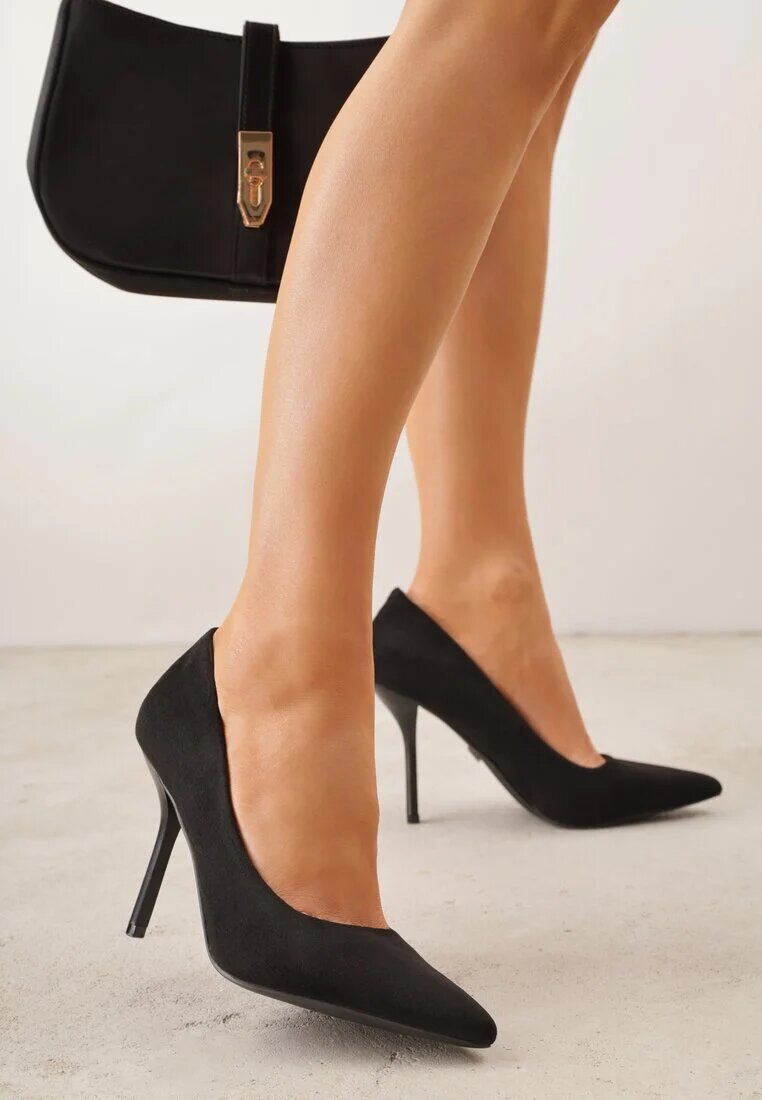 vices Stiletto Negre în Stil Clasic cu Branț din Piele Verile
