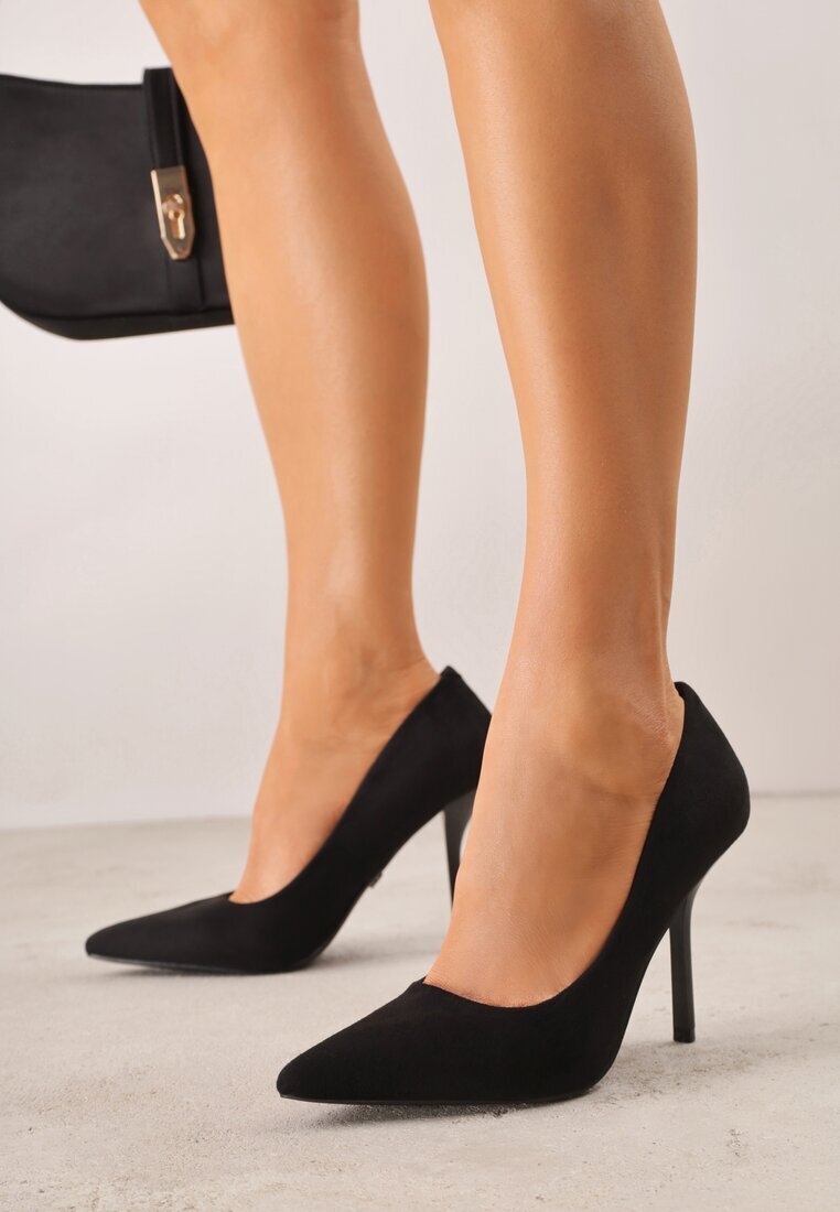 vices Stiletto Negre în Stil Clasic cu Branț din Piele Verile