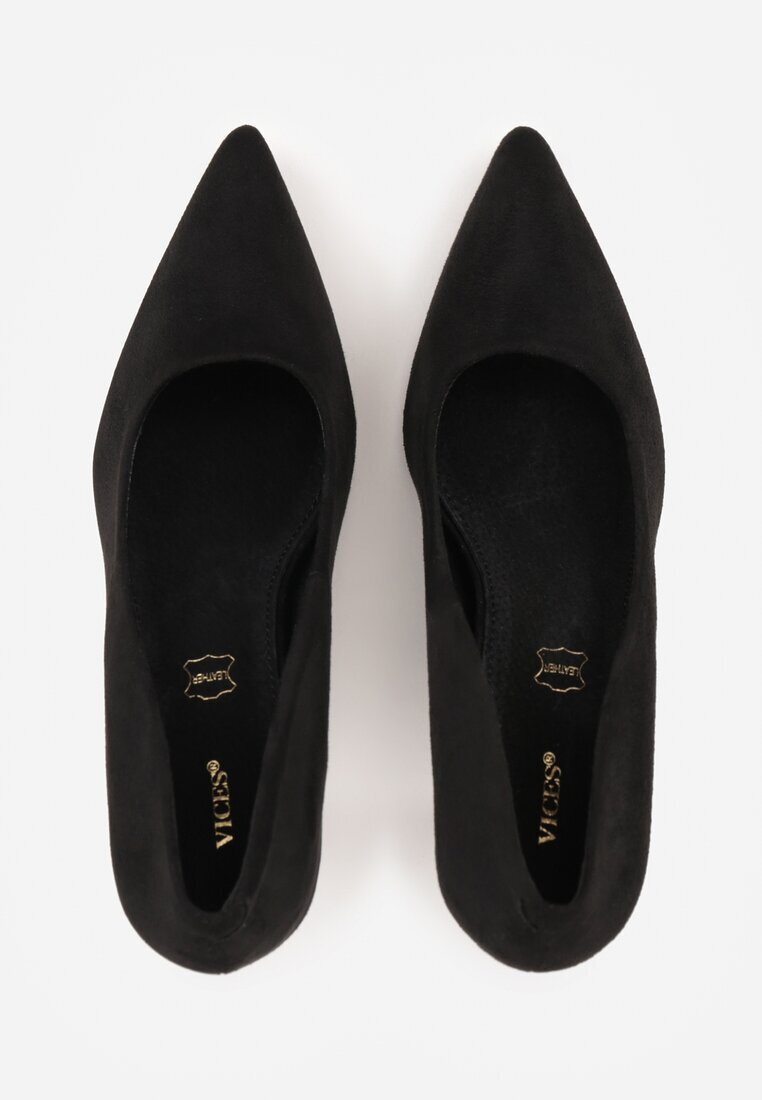 vices Stiletto Negre în Stil Clasic cu Branț din Piele Verile
