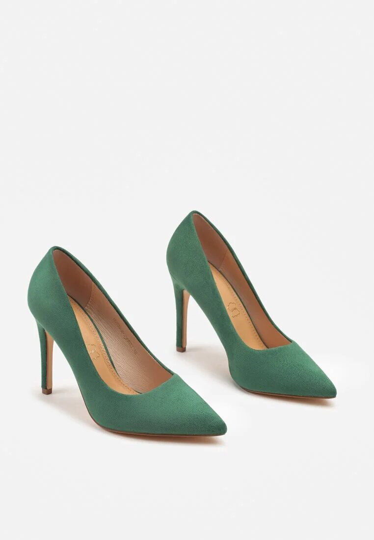vices Stiletto Verde cu Branț din Piele în Stil Clasic Vennael