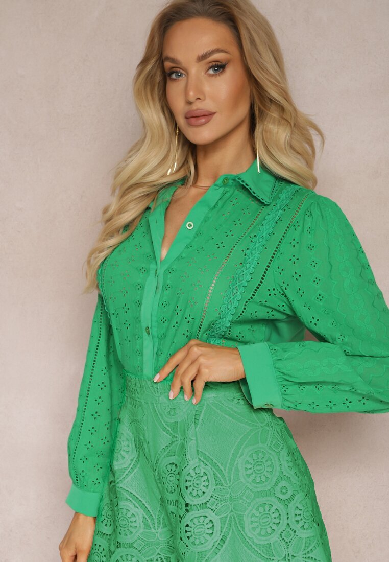 wei wei Cămașă Verde din țesătură brodată în stil Boho Perphone