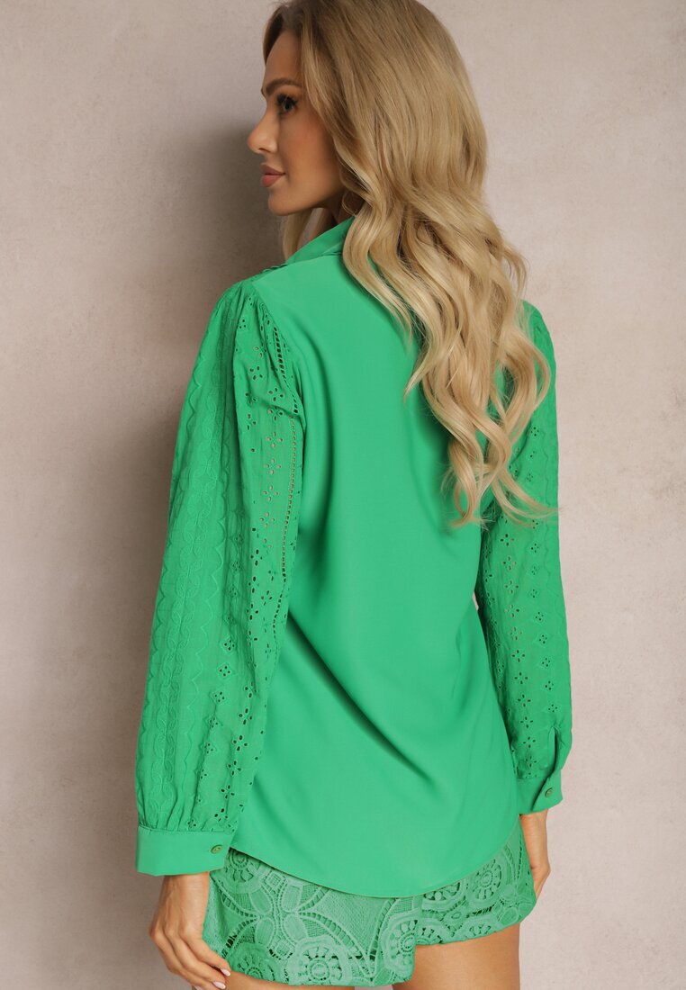 wei wei Cămașă Verde din țesătură brodată în stil Boho Perphone