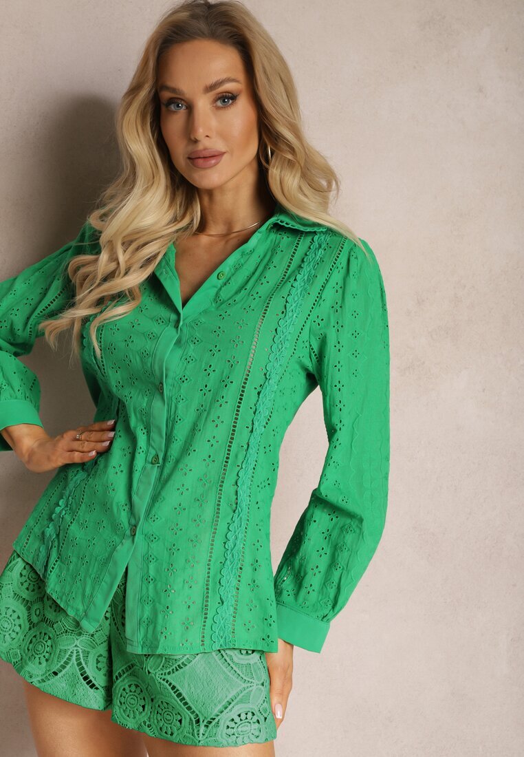 wei wei Cămașă Verde din țesătură brodată în stil Boho Perphone