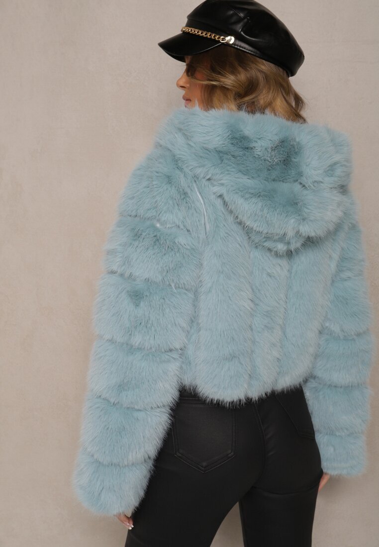wool fashion Jachetă scurtă de blană Mentă cu cusături matlasate Kemeriana