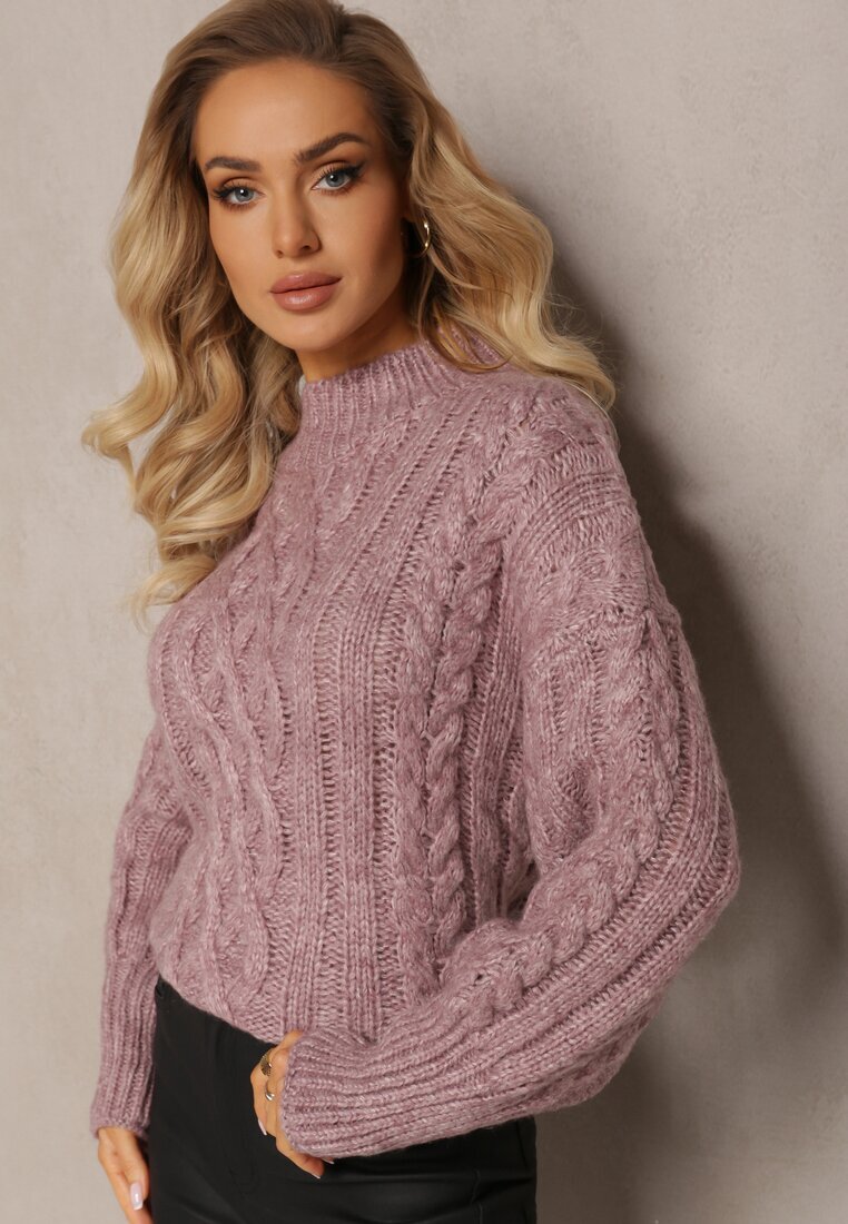 wool fashion Maletă Lejer Mov deschis cu împletitură decorativă Atterta