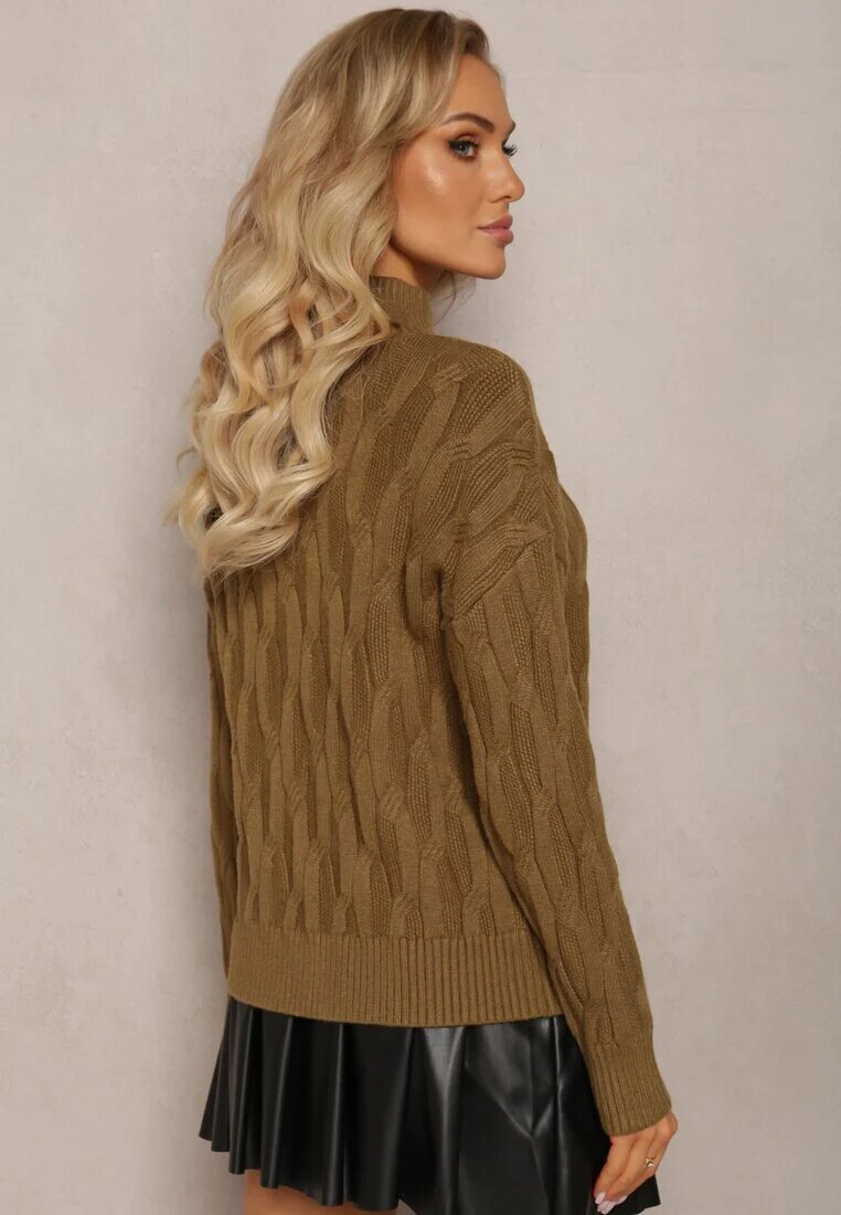 wool fashion Maletă Verde închis cu croială clasică cu împletitură modernă și manșete Franka