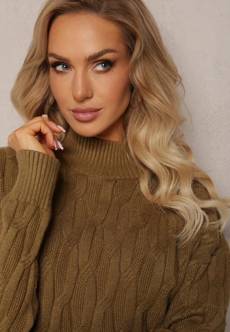 wool fashion Maletă Verde închis cu croială clasică cu împletitură modernă și manșete Franka