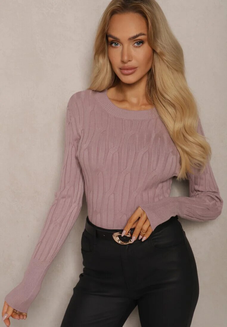 wool fashion Pulover Mov deschis din Viscoză și Textură Decorativă Saviana