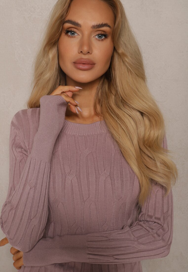 wool fashion Pulover Mov deschis din Viscoză și Textură Decorativă Saviana