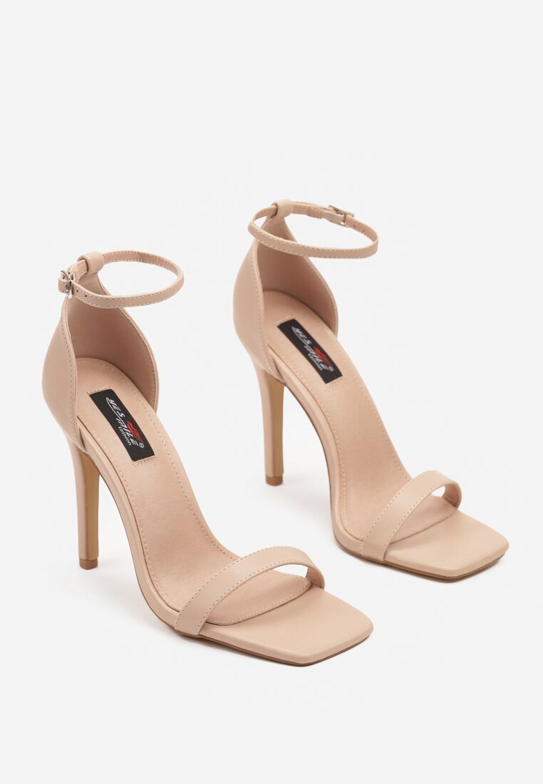 yesmile Sandale Bej cu toc stiletto Decorate cu vârf pătrat Senorwena