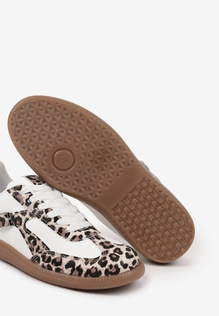 yesmile Sneakers Clasici Tenisi Albi cu Imprimeu de Leopard Decorați cu Cataramă Senaniela