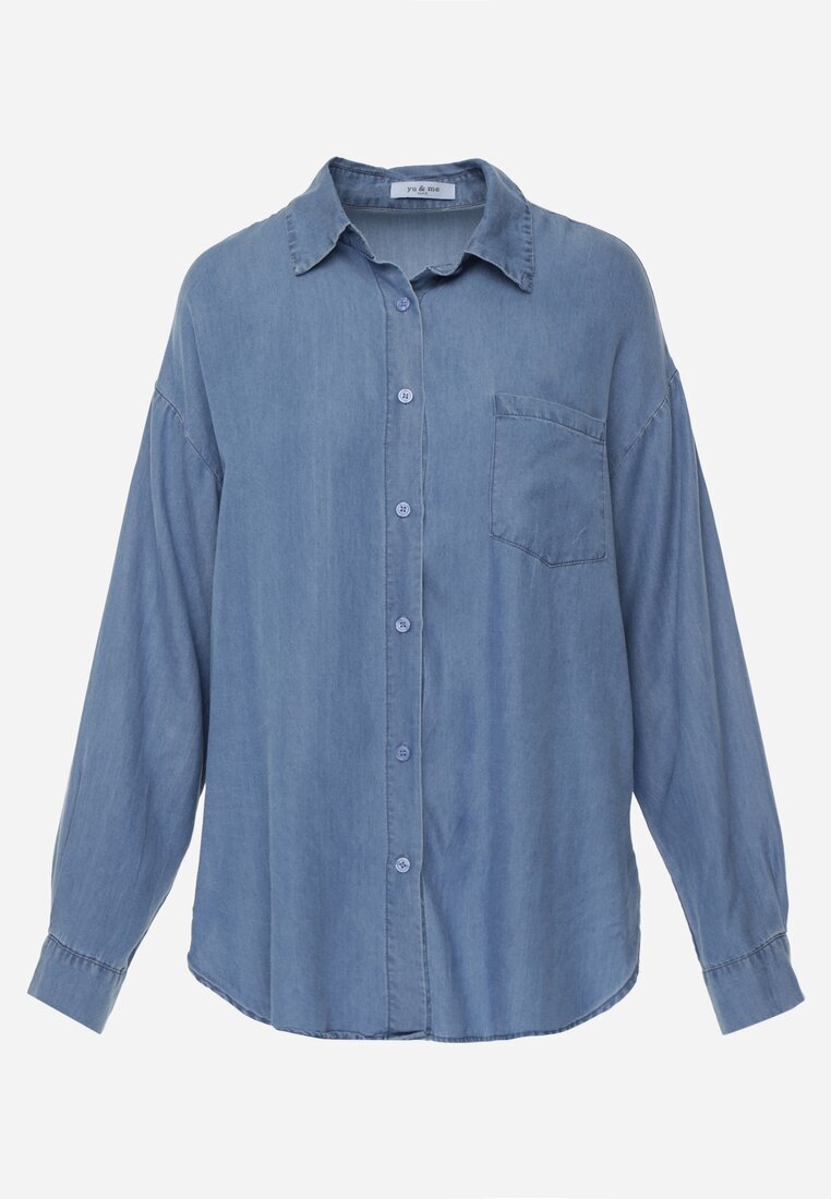 yu & me Cămașă Albastră denim din bumbac și buzunar Worimi
