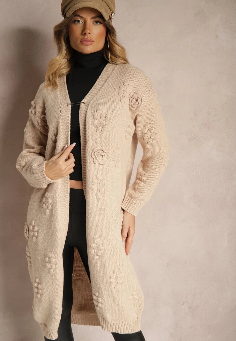 yu & me Cardigan Maro cu Lână și Viscoză Decorat cu Imprimeu Besisia