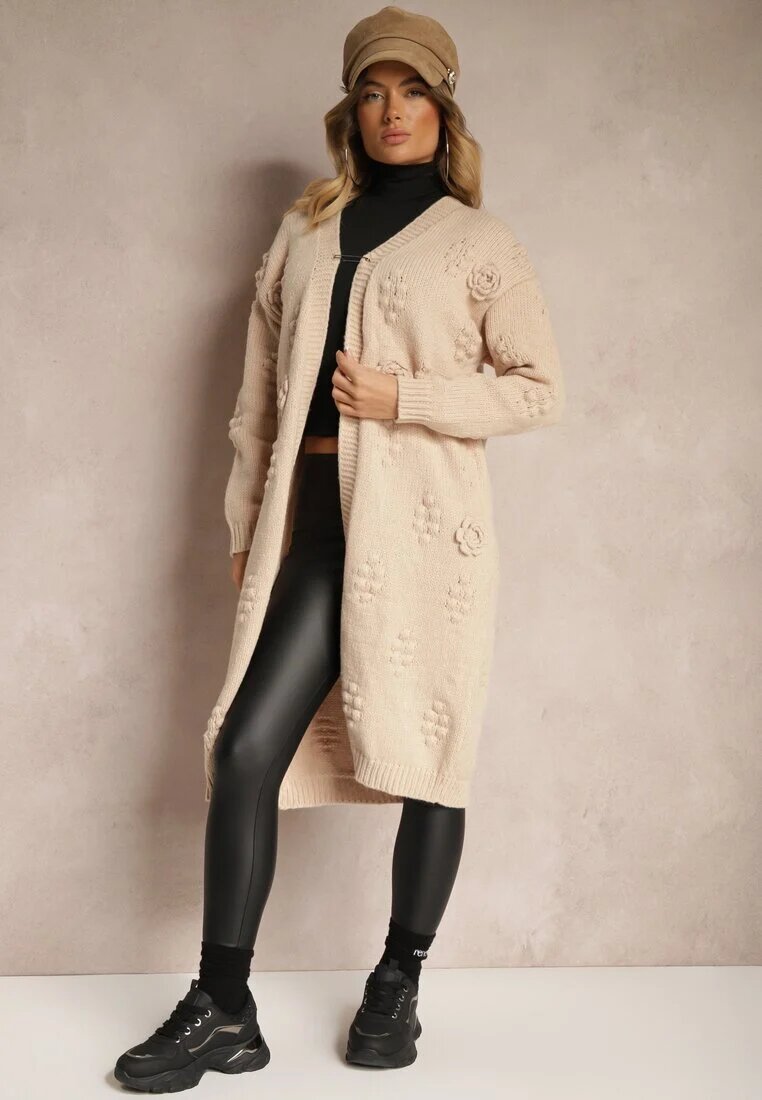 yu & me Cardigan Maro cu Lână și Viscoză Decorat cu Imprimeu Besisia