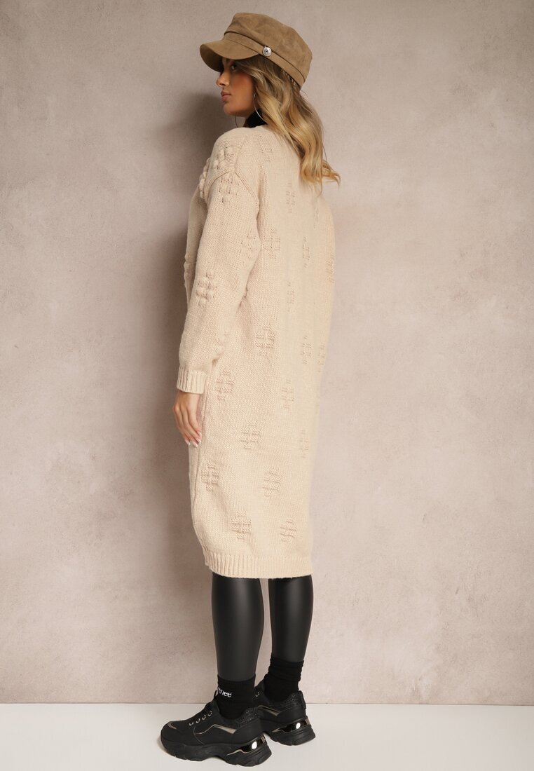 yu & me Cardigan Maro cu Lână și Viscoză Decorat cu Imprimeu Besisia