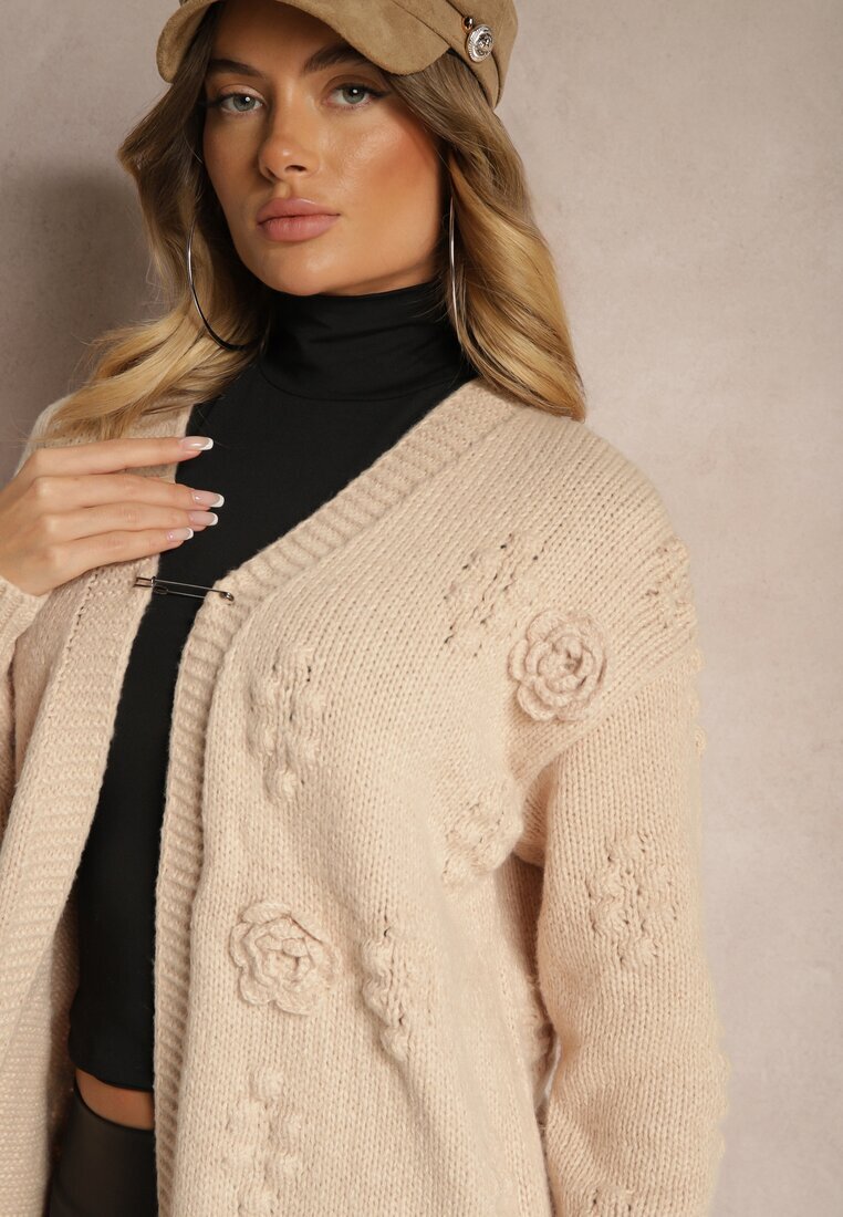 yu & me Cardigan Maro cu Lână și Viscoză Decorat cu Imprimeu Besisia