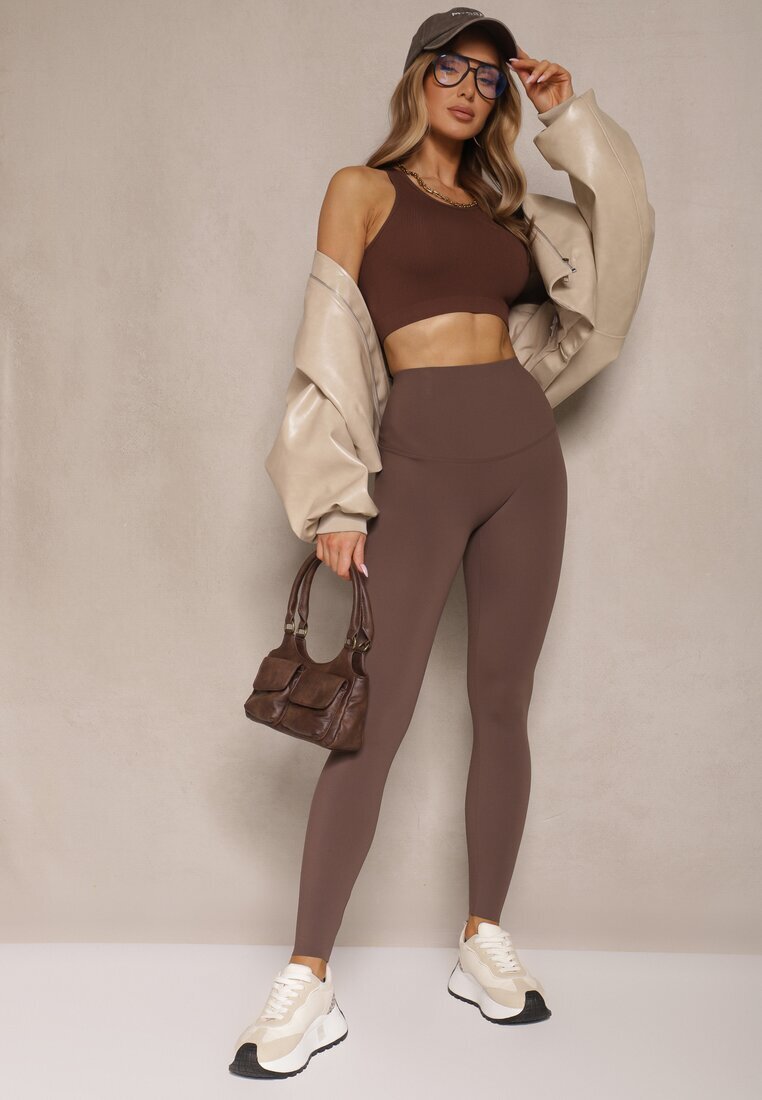 yu & me Colanți Maro Basic High Waist Tofelia
