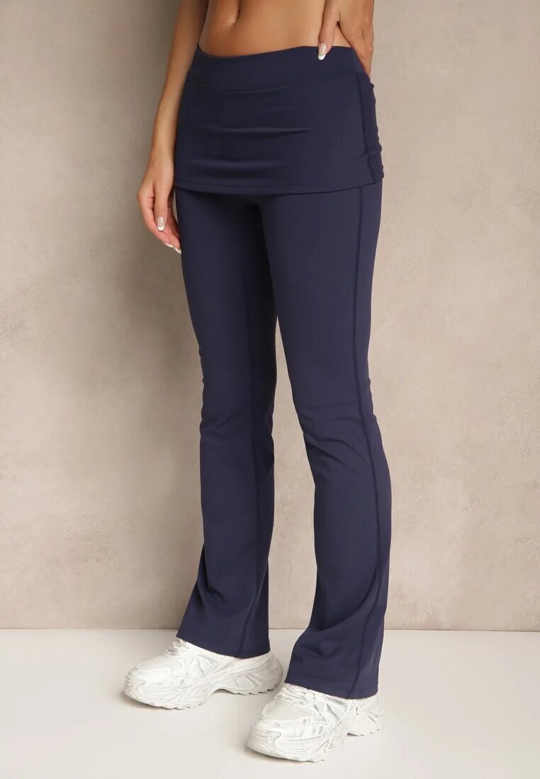 yu & me Compleu bleumarin în Stil Sportiv Pantaloni Evazați cu Talie Rabatabilă și Tricou Silfina