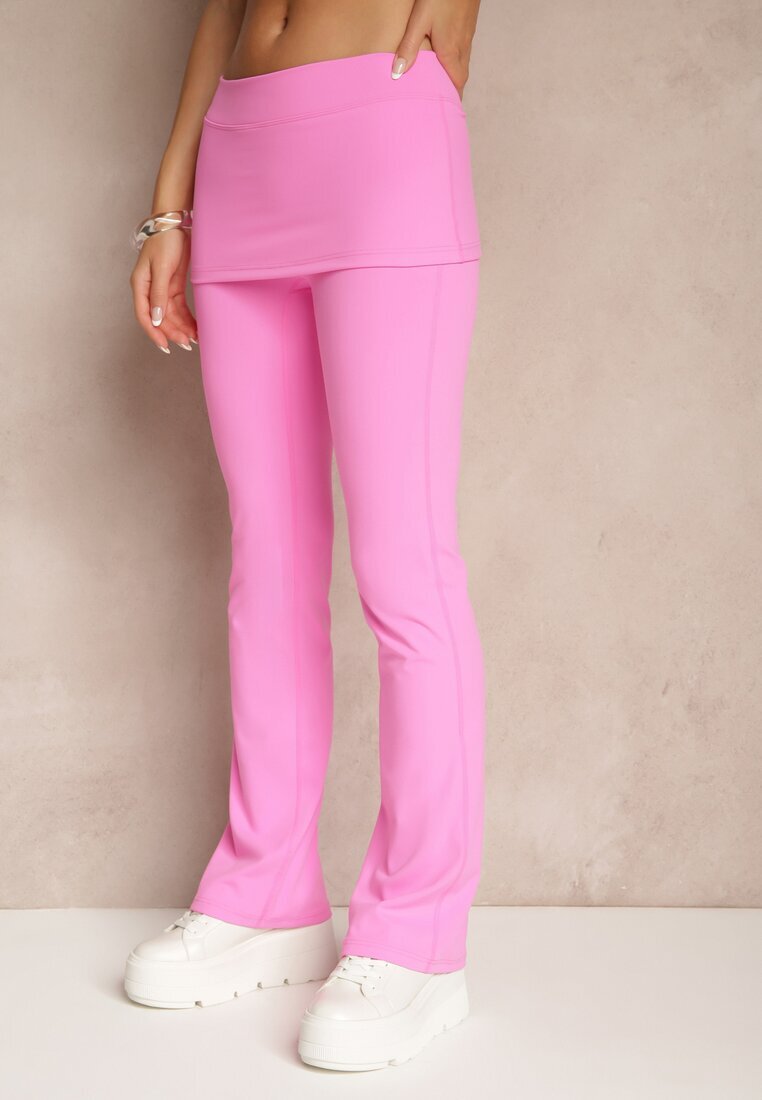 yu & me Compleu Roz în Stil Sportiv Pantaloni Evazați cu Talie Răsfrântă și Tricou Silfina