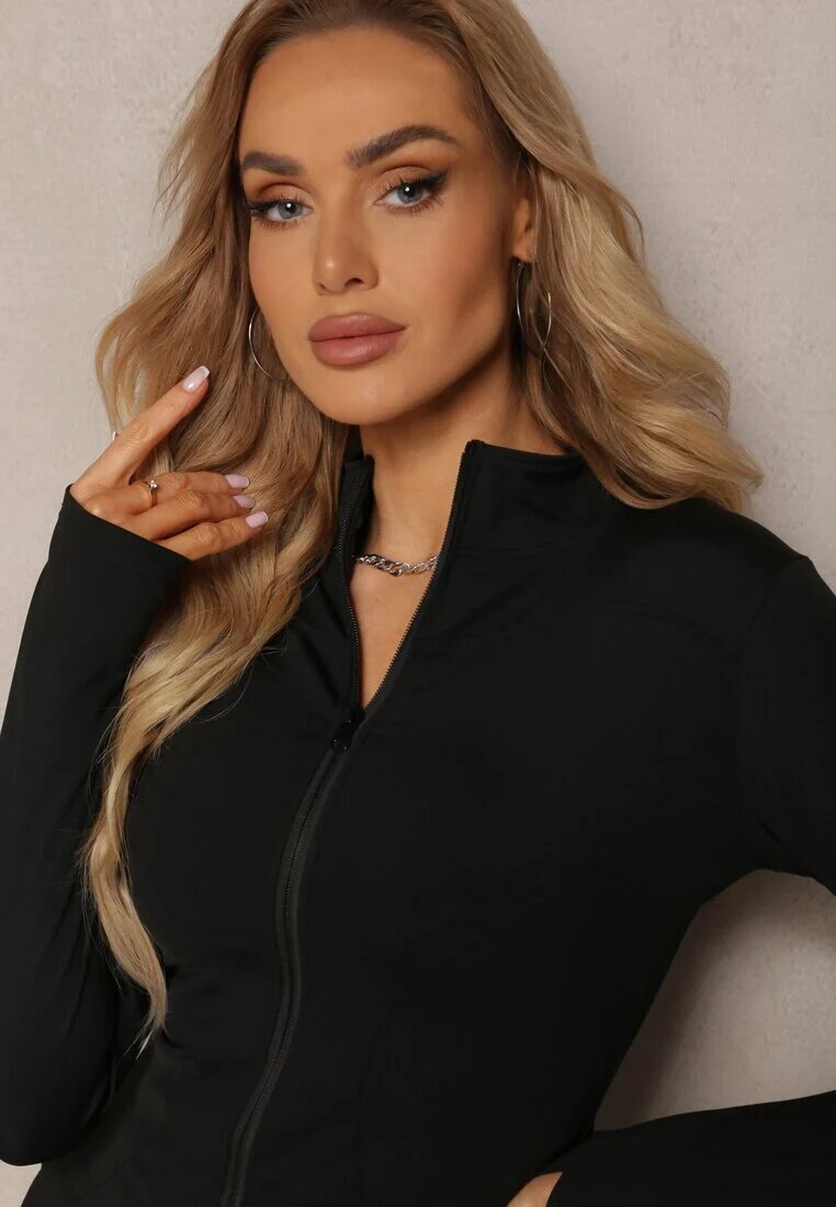 yu & me Czarna Dopasowana Bluza w Sportowym Stylu na Suwak Veralia